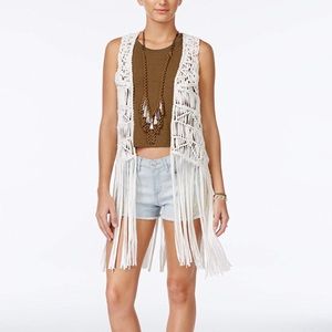 Jessica Simpson Macramé Fringe Vest
